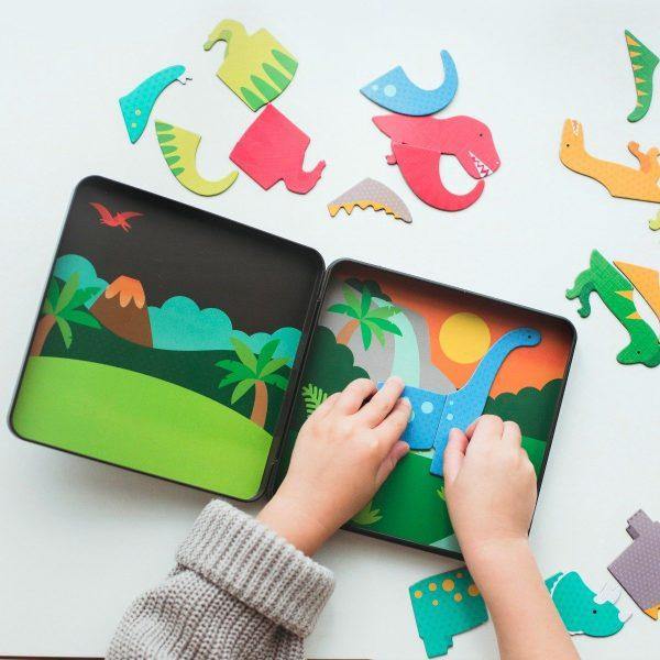 Petit Collage Dinosaur Kingdom Magnetic Play Set - kapbulaorganics